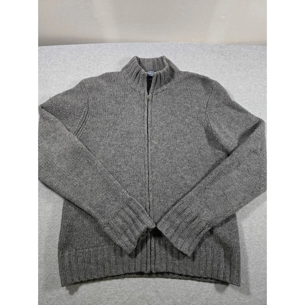 Vintage Polo Ralph Lauren Mens Gray 100% Lambswool Full Zip Mock Sweater Size M